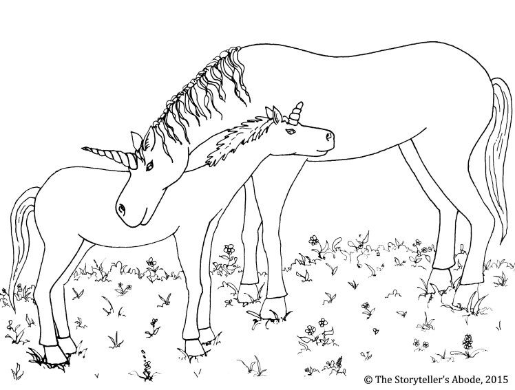 unicorns colouring picture