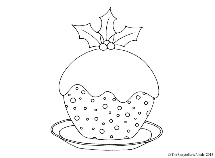 christmas pudding colouring picture