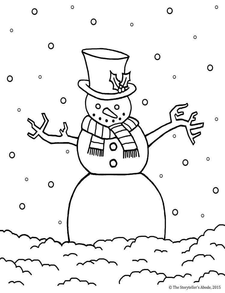 snowman colouring picture